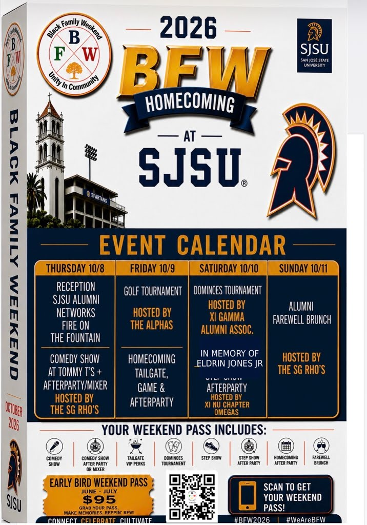 2026 BFW Homecoming at SJSU Event Calendar — Thursday 10/8 through Sunday 10/11