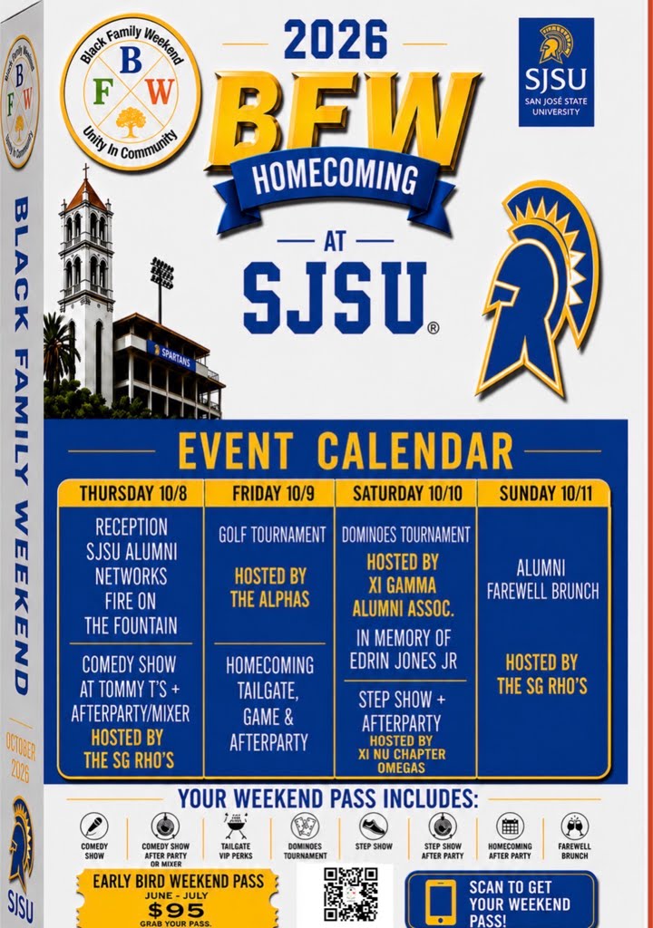2026 BFW Homecoming at SJSU Event Calendar — Thursday 10/8 through Sunday 10/11